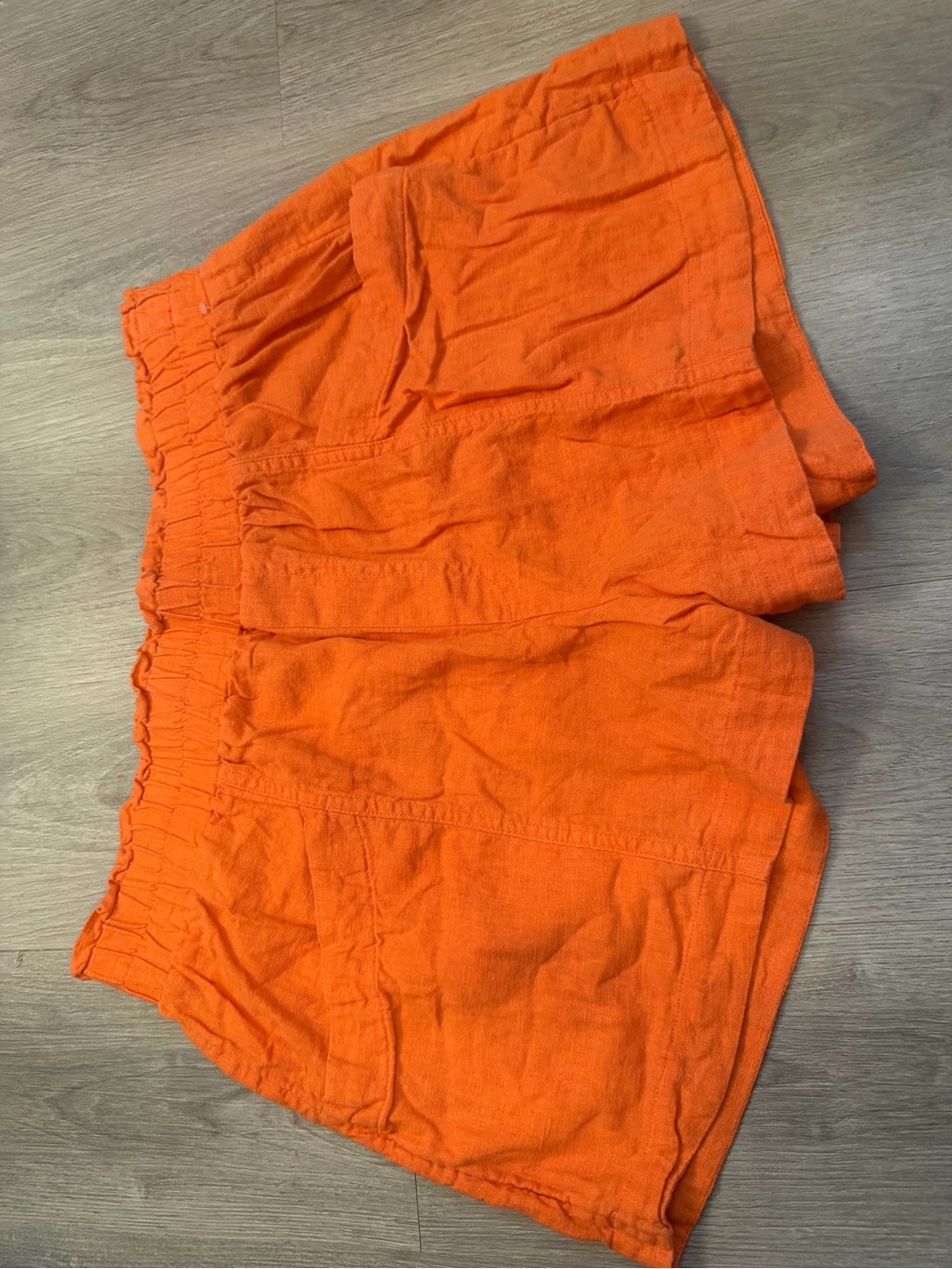 a new day Bright Orange Elastic Waist Linen Shorts